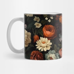 Dutch Nocturne: Luminous Floral Pastoral on Black Canvas Mug